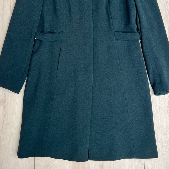 Alfani Military-Style Long Line Jacket Mandarin Collar Deep Green Size 8 Petite - Picture 3 of 16